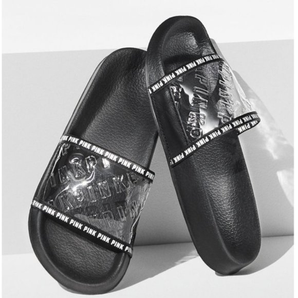 PINK Victoria's Secret Shoes - PINK Clear Embossed Logo Slides